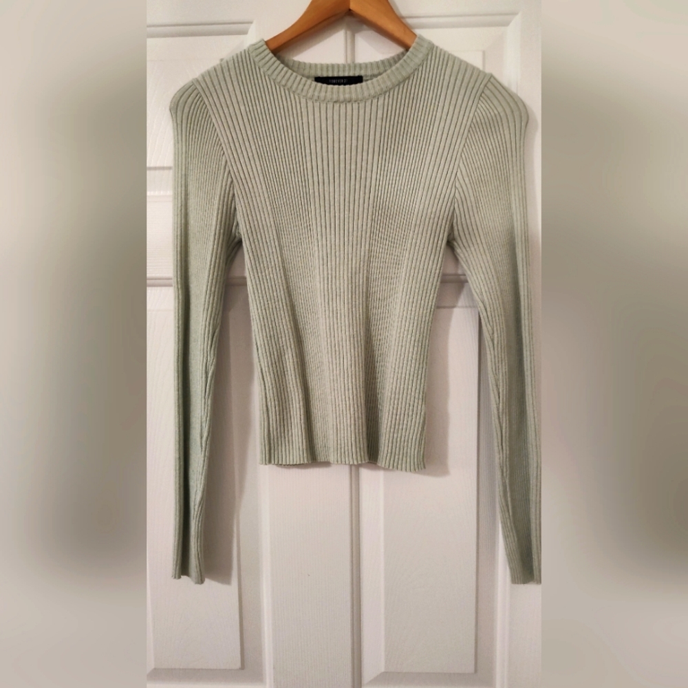 Forever 21 Women's Green Ribbed Sweater Pullover, Size M